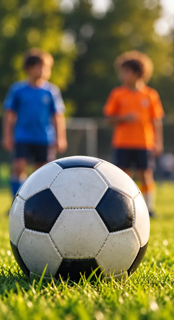 Bola de futebol num relvado